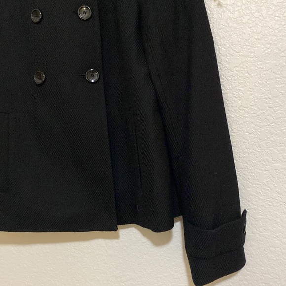 Ann Taylor Black Military Style Wool Peacoat Jacket Size XXS - Picture 4 of 9